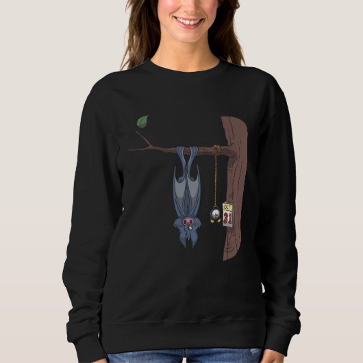 Halloween bat waiting for 31st October with alarm Sweatshirt (Vorderseite)