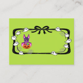 Halloween Bat With Candy Green Platzkarte