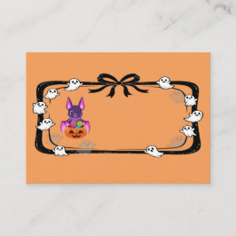 Halloween Bat With Candy Orange Platzkarte