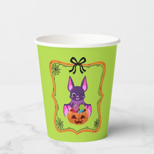 Halloween Bat With Candy Pappbecher (Rückseite)