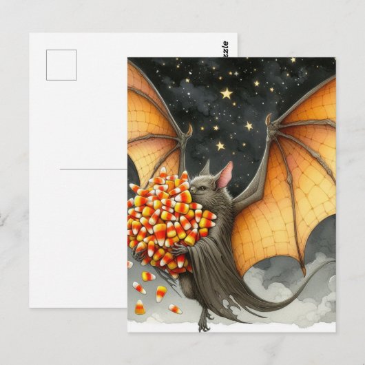 Halloween Bat With Candy Postkarte (Vorne/Hinten)