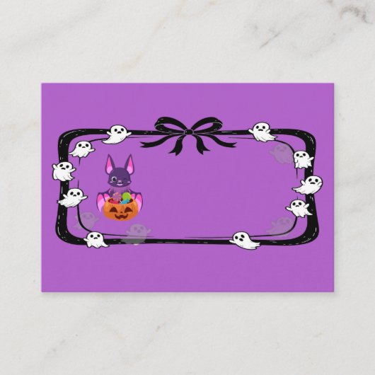 Halloween Bat With Candy Purple Platzkarte (Vorderseite)