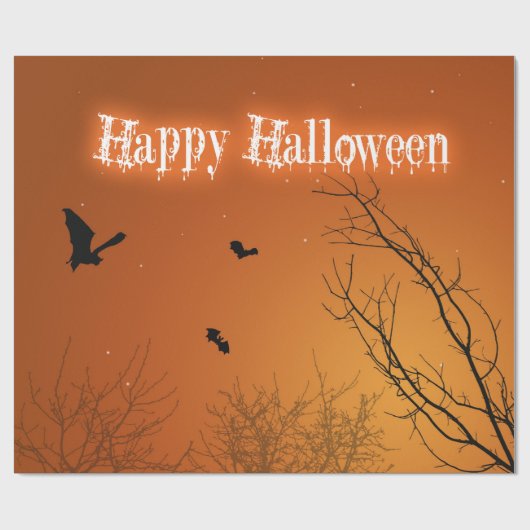 Halloween Bats and Trees Geschenkpapier (Flach)