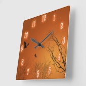 Halloween Bats and Trees Quadratische Wanduhr (Winkel)