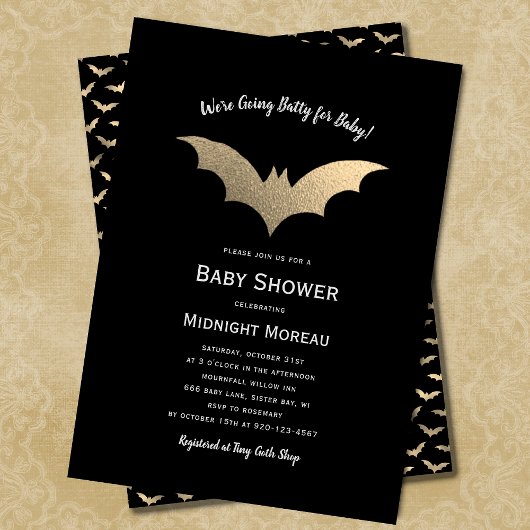 Halloween Bats Black Baby Dusche Einladung