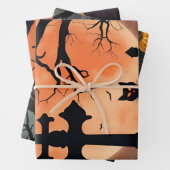 Halloween Bats Black Cat Lila, Orange Pumpkin Geschenkpapier Set (Beispiel)