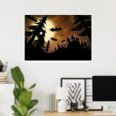 Halloween Bats, Burg und Mond Poster (Heimbüro)