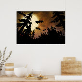 Halloween Bats, Burg und Mond Poster (Küche)