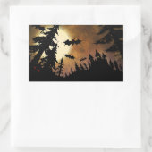 Halloween Bats, Burg und Mond Rechteckiger Aufkleber (Tasche)