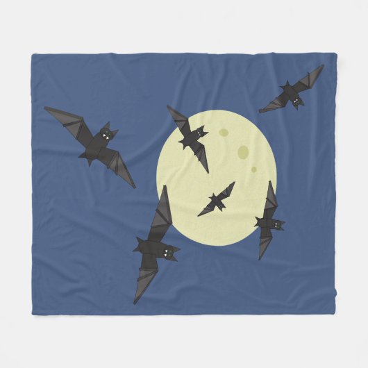 Halloween Bats flying with moon Fleecedecke (Vorderseite (Horizontal))