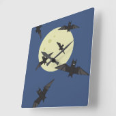 Halloween Bats flying with moon Quadratische Wanduhr (Winkel)