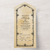 Halloween Bats Gothic Border Wedite Einladung (Innen Boden)