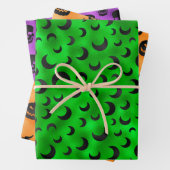 HALLOWEEN BATS HALBMOONS & PUMPKINS GESCHENKPAPIER SET (Beispiel)