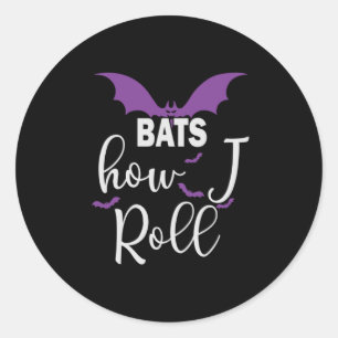 Halloween Bats How I Roll Birthday Runder Aufkleber