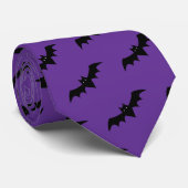 Halloween Bats Lila Black Pattern Neck Tie Krawatte (Gerollt)