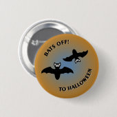 Halloween Bats Orange Blue Button (Vorne & Hinten)