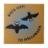 Halloween Bats Orange Blue Fliese (Vorderseite)