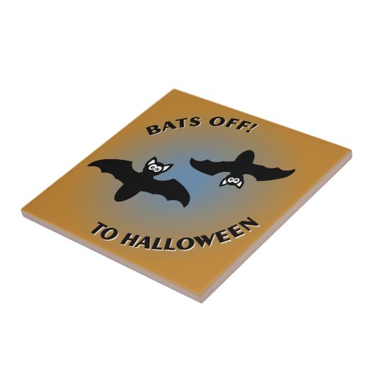 Halloween Bats Orange Blue Fliese (Seite)