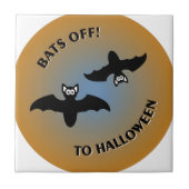 Halloween Bats Orange Blue Fliese (Vorderseite)