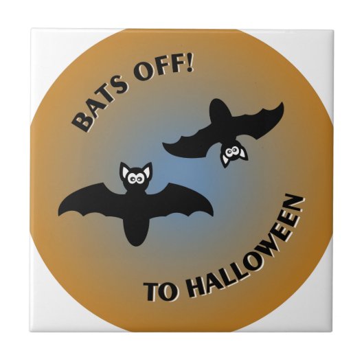 Halloween Bats Orange Blue Fliese (Vorderseite)