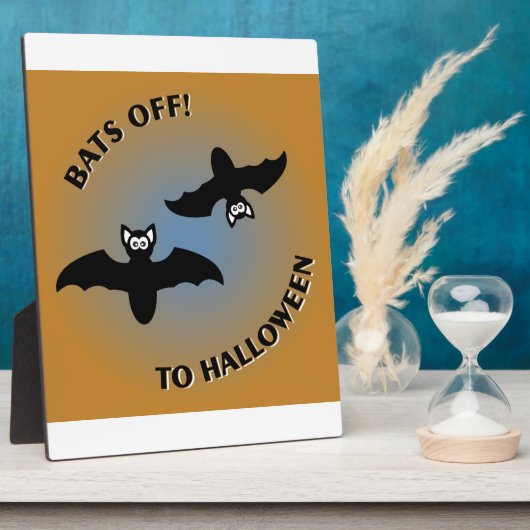 Halloween Bats Orange Blue Fotoplatte (Seite)