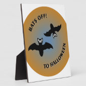 Halloween Bats Orange Blue Fotoplatte (Seite)