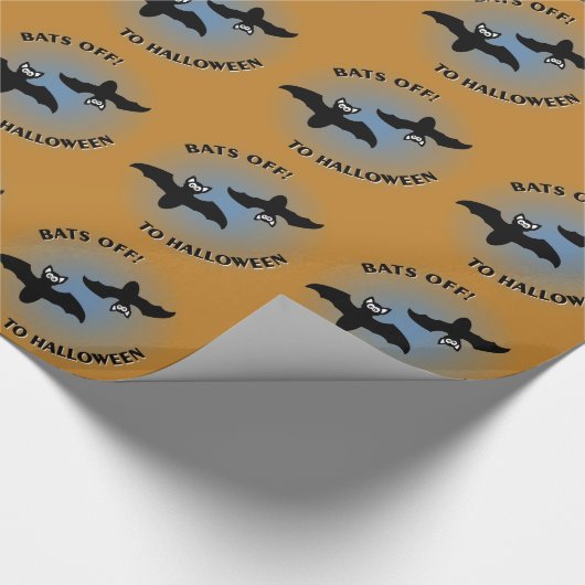 Halloween Bats Orange Blue Geschenkpapier (Ecke)