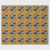 Halloween Bats Orange Blue Geschenkpapier (Flach)