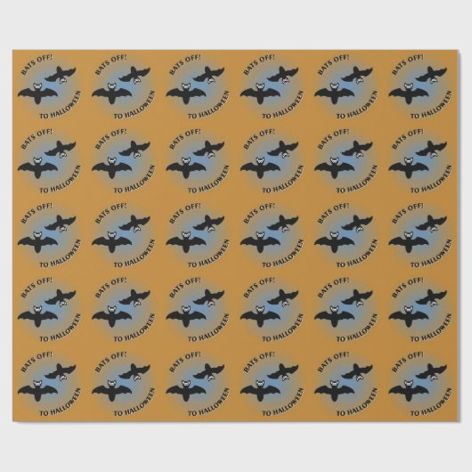 Halloween Bats Orange Blue Geschenkpapier (Flach)