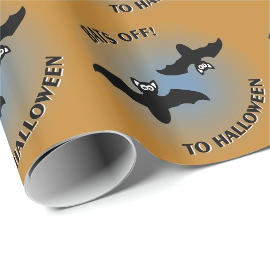 Halloween Bats Orange Blue Geschenkpapier (Rolleneckpunkt)