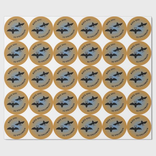Halloween Bats Orange Blue Geschenkpapier (Flach)