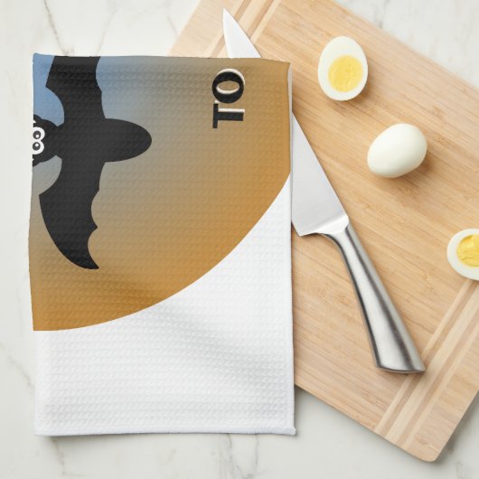 Halloween Bats Orange Blue Geschirrtuch (Viertel Falte)