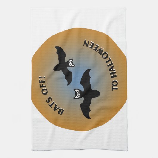 Halloween Bats Orange Blue Geschirrtuch (Vertikal)