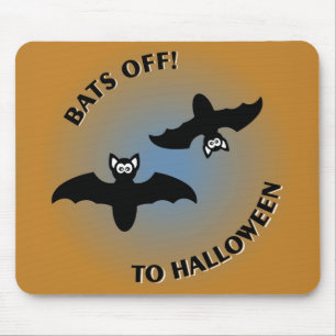 Halloween Bats Orange Blue Mousepad