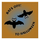 Halloween Bats Orange Blue Poster (Vorderseite)