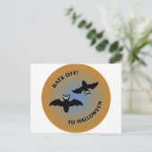 Halloween Bats Orange Blue Postkarte (Stehend Vorderseite)