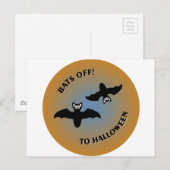 Halloween Bats Orange Blue Postkarte (Vorne/Hinten)