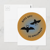 Halloween Bats Orange Blue Postkarte (Vorne/Hinten)