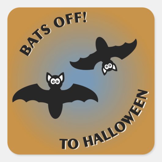 Halloween Bats Orange Blue Quadratischer Aufkleber (Vorderseite)
