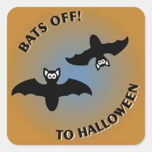 Halloween Bats Orange Blue Quadratischer Aufkleber