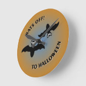 Halloween Bats Orange Blue Runde Wanduhr (Winkel)
