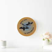 Halloween Bats Orange Blue Runde Wanduhr (Zuhause)
