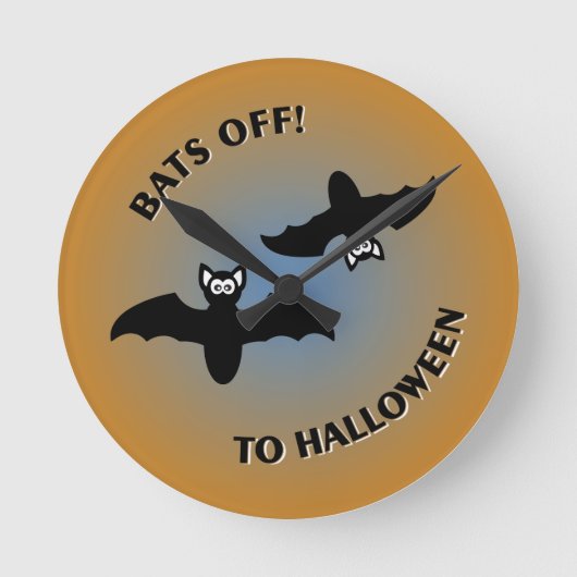 Halloween Bats Orange Blue Runde Wanduhr (Vorderseite)