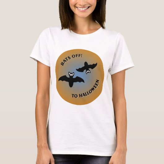 Halloween Bats Orange Blue T-Shirt (Vorderseite)