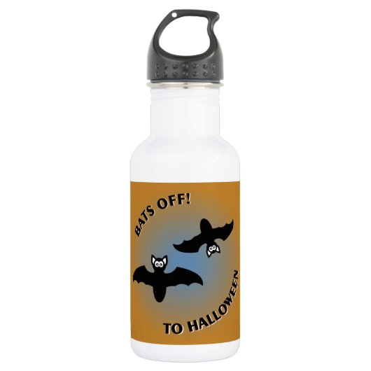 Halloween Bats Orange Blue Trinkflasche (Vorderseite)