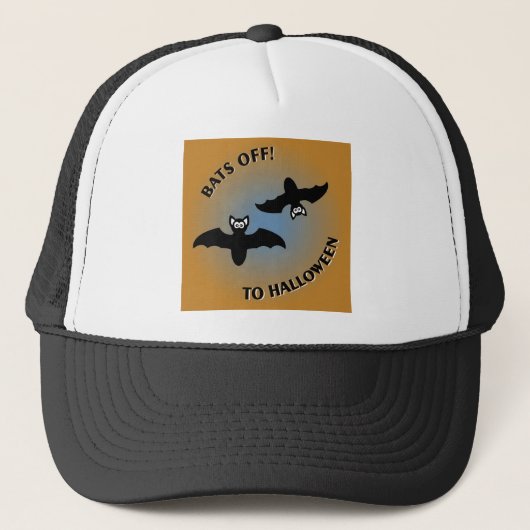 Halloween Bats Orange Blue Truckerkappe (Vorderseite)