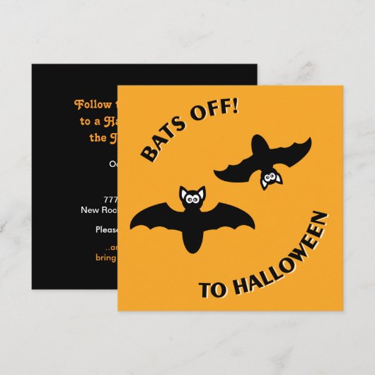 Halloween Bats Orange Einladung (Vorne/Hinten)