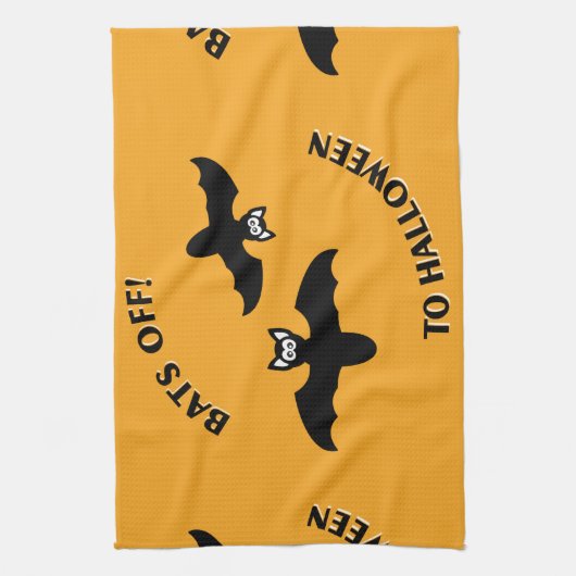 Halloween Bats Orange Geschirrtuch (Vertikal)