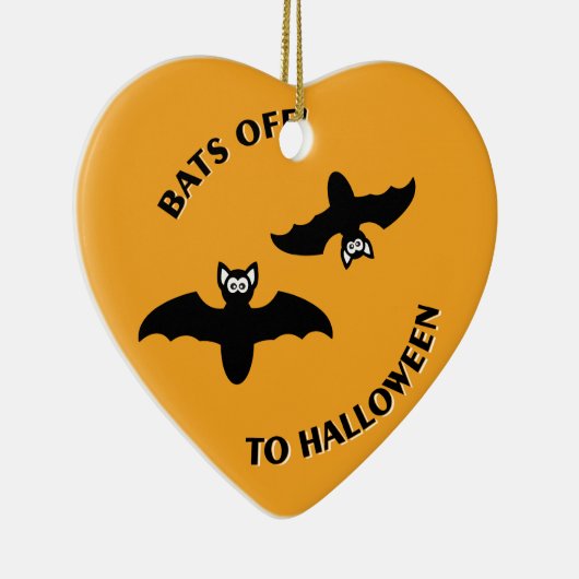 Halloween Bats Orange Keramikornament (Rechts)