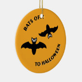 Halloween Bats Orange Keramikornament (Rechts)